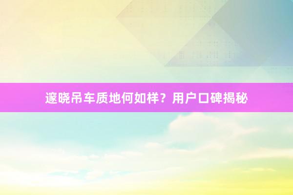 邃晓吊车质地何如样？用户口碑揭秘